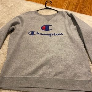 Gray champion crewneck and blue champion crewneck